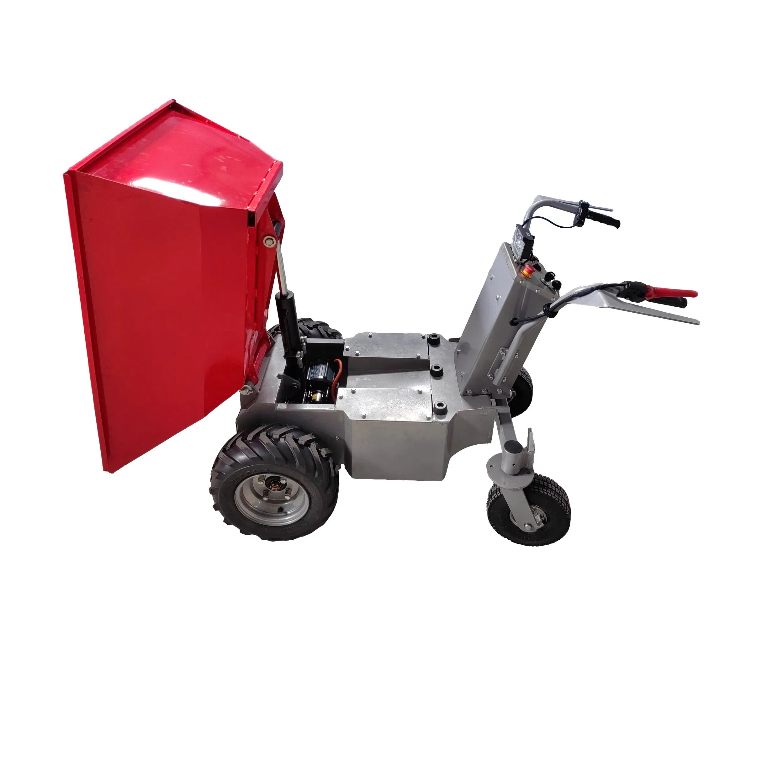 Light Weight Portable Nt-E500h 1000W Motor 500kg Load Capacity Hydraulic Discharge 48V 32ah Power Electric Tipping Barrow