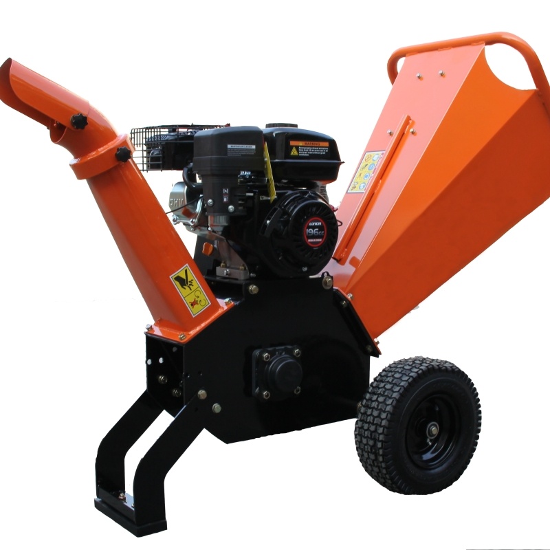 6.5HP 196cc Gasoline Wood Chipper Machine Nt-Wm100 100mm Chipping Capacity Drum Type Branch Shredder with Emergency Stop for Garden Forest Landscaping