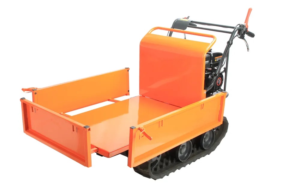 High Performance 196cc Gas Engine 300kg Loading Manual Tipping Compact Design All Terrain Crawler Chassis for Farming and Construction Motorized Mini Dumper